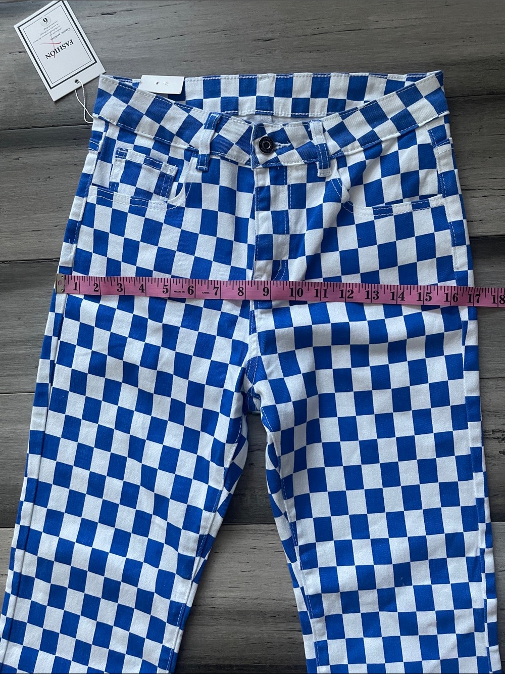 Fashion Jeans Flared Checker Denim Youths Pants Size 6 - Picture 6 of 10